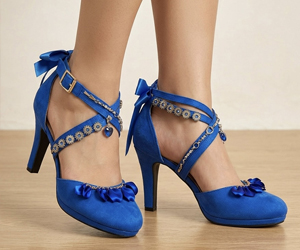 Sapphire Bloom Crystal Heels - View 4