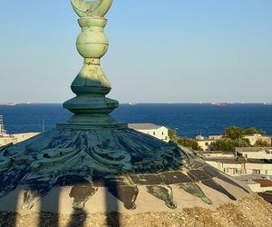 Crescent finial overlooking the Black Sea in Constanța