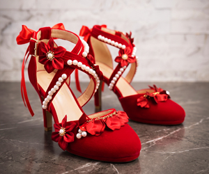 Crimson Bloom Heels - View 3