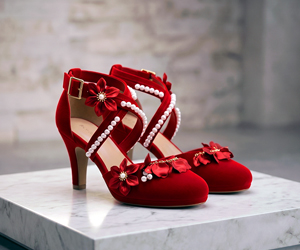 Crimson Bloom Heels - View 5