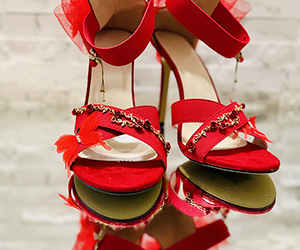Scarlet Bloom Couture Stiletto Sandals - View 1
