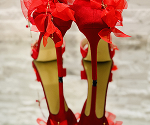Scarlet Bloom Couture Stiletto Sandals - View 4