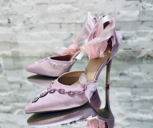 Blush Butterfly Crystal Couture Heels - View 3