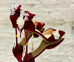 Crimson Reverie — Pearl & Blossom Couture Heels - View 5