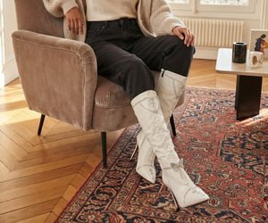 Étoile Blanche Crystal Lace Couture Boots — Bridal couture off duty — the ivory lace boots styled with denim and a soft knit.